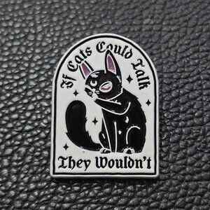 Killstar ✦ Talk Much Enamel Pin ✦ Snarky Occult Cute Black Cat Graphic OS
